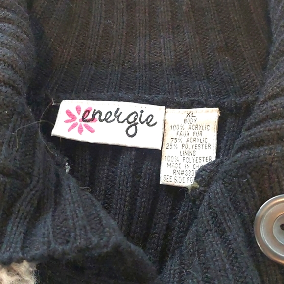 Energie  70s Long Sleeve faux fur Button Down Sweater.please See Measurments . - Picture 3 of 7